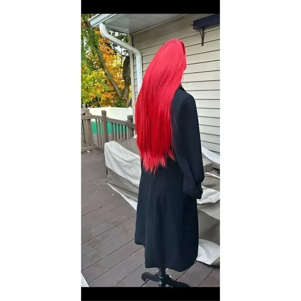 Beautiful red wig with bangs 22 inch synthetic heat resistant